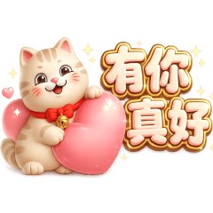 奶油貓：日常大字，溫馨問候