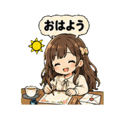 Letter Writing Girl Stickers