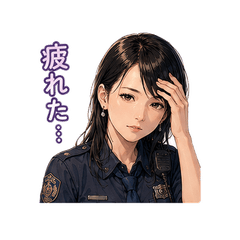 Tired Police Woman Stickers
