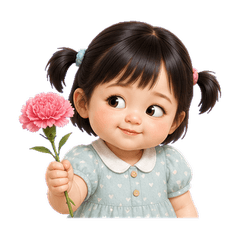 Pigtail Little Girl Money Mood(EN)