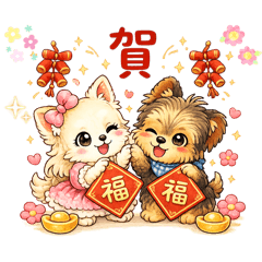 吉娃娃×約克夏新春過年喜氣登場