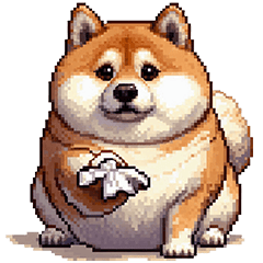 Pixel art quick reply fat shiba dog