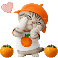 cute mikan cap cat reaction