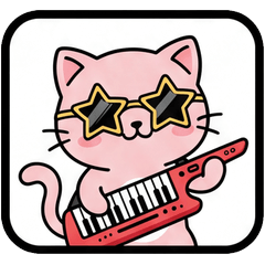 Music Band Pink Cat Sticker