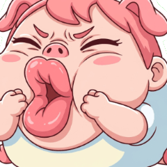 움직이기 싫은 핑크 뚱보 돼지