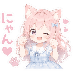 Cute Pink-Haired Cat Girl