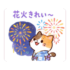 Calico cat stickers feeling summer 03