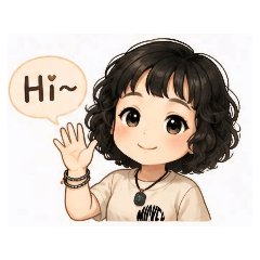 可愛捲髮QQ女孩