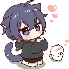 Boy of the black cat which moves7