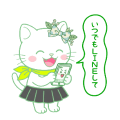 Stickers of a girl caring for a kitten