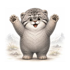 Manu Round Manul Cat Polite Stickers