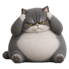 Grumpy Gray Chonk Cat(No text)