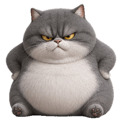 Grumpy Gray Chonk Cat