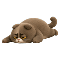 Mocha Grumpy Chubby Cat(No text)