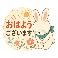 ふんわり可愛い！丁寧なうさぎスタンプ
