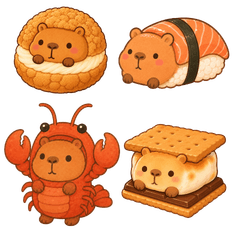 Capybara Foodies Sticker Pack