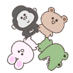 Mini rabbit, gorilla, bear, crocodile