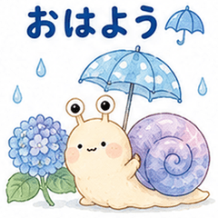 Rainy Season Snail Greeting Stickers