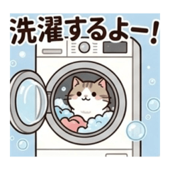 貓咪的日常與洗衣服貼圖