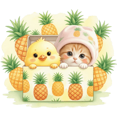 cute cat pineapple cap popup