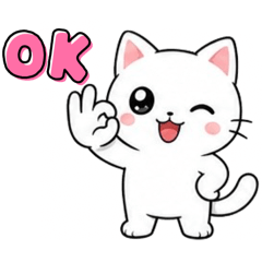 cute white cat sticker000109