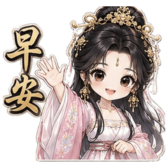 粉衣古風女孩貼圖