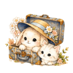Fluffy Bunny & Kitten Daily Stickers 1
