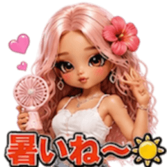 ピンクヘアーギャルスタンプ10