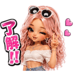 Pink Hair Gal Stickers 11