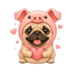 Piggy Pug Mama Stickers