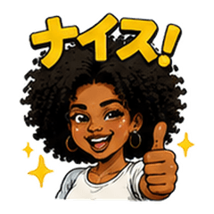Cheerful Afro Girl Stickers