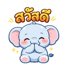 Mochi Baby Elephant Thai Stickers