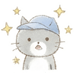 帽子ねこの毎日使えるシンプルスタンプ