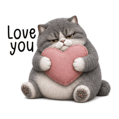 Chubby Grumpy Gray Cat (EN)