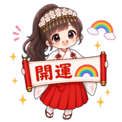 Shrine Maiden Lucky Sticker (Miko)