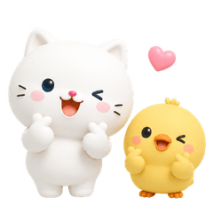 Snowy cat & Ducky 3D