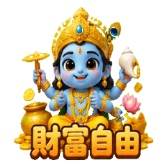Cute Blue Fortune Deity Work Blessing