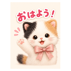 Fluffy Ribbon Cat Stickers
