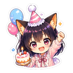 Kitty-Ear Girl  Fluffy Daily Stickers