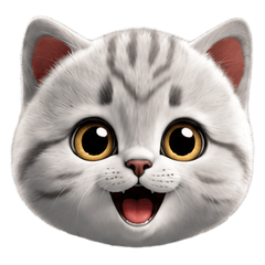 Cute Gray Cat Emoji Emotions 24