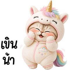 Chubby cute cat in unicorn outfit