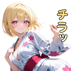大人可愛い金髪浴衣美人