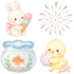 かわいい水彩スタンプ♡04