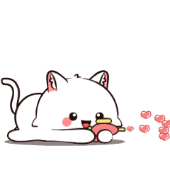 Cute White Cat 2 : Animated Stickers