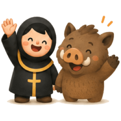 Little German Boy and Boar Stickers 2