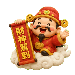 Cute God of Wealth Money Stickers
