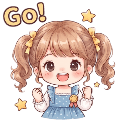 Cute Ponytail Girl big Stickers
