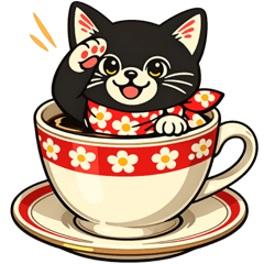 レトロな黒猫の毎日使えるスタンプ