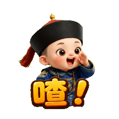 Cute Qing Eunuch Work Stickers