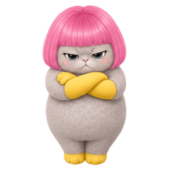 Pink Bob Grumpy Office Cat (No text)
